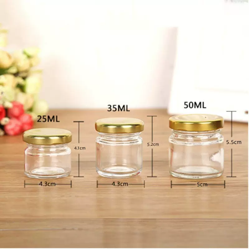 蜂蜜瓶喜蜜瓶25g30g50g100ml小号圆形分装密封罐玻璃瓶带盖密封罐