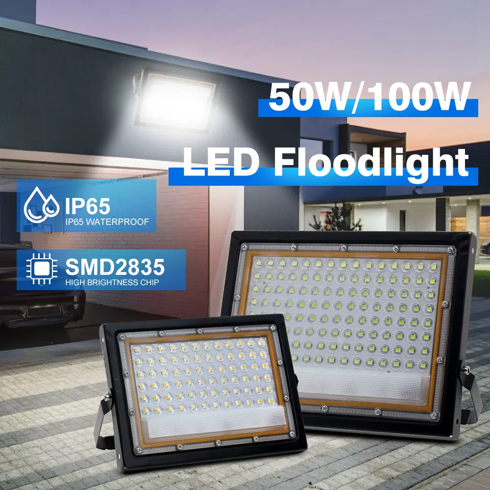 LED投光灯 AC220V室外泛光灯IP65防水50W100W投光灯 DC12V地摊灯