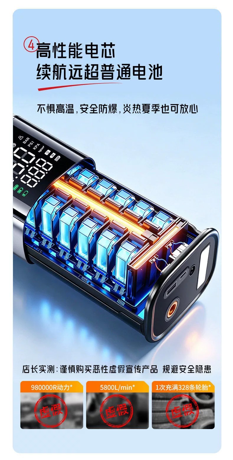 Car-mounted wireless air pump, portable car air pump, electric car tire high-pressure inflator