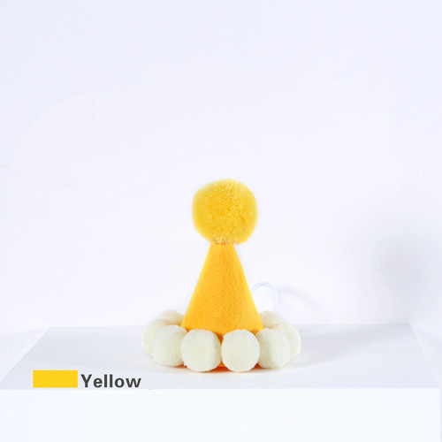 ins macaron color pet cat dog birthday hat birthday party props fur ball hat style decoration