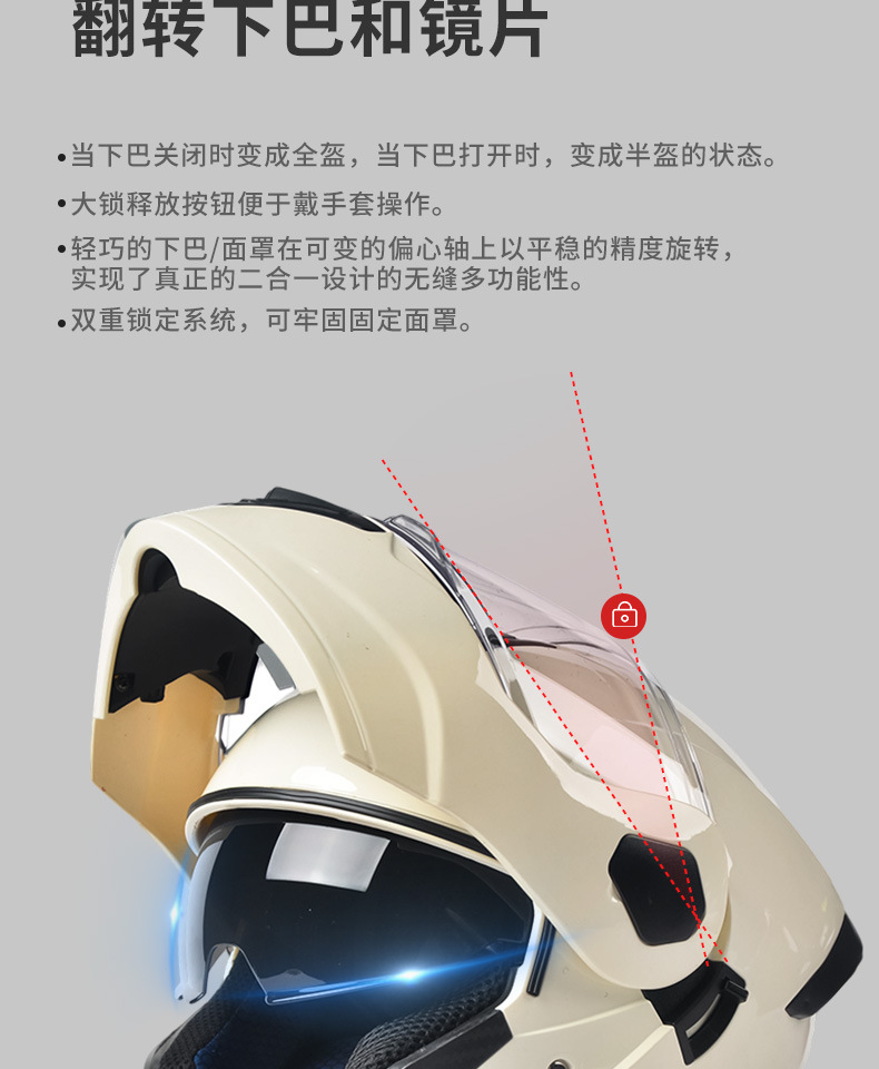 Ad Electric Motorcycle Helmet for Men and Women, All-Season Full-Face Helmet with 3C/Dot Certification, Flip-Up Helmet
