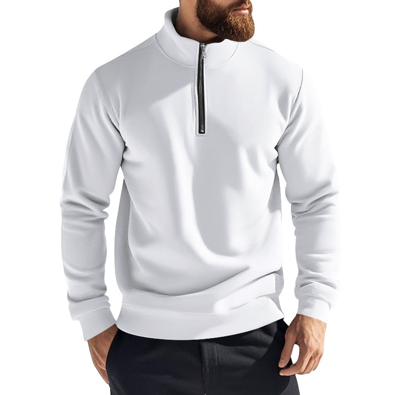 Sweatshirt homme en molleton avec col zippé hiver automne_voghion.com