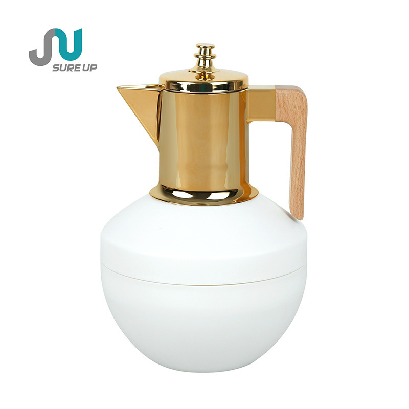 Luxury 1L Arabian Golden Dara Vacuum Thermos Coffee Teapot Pink Glass Liner Coffee Pot