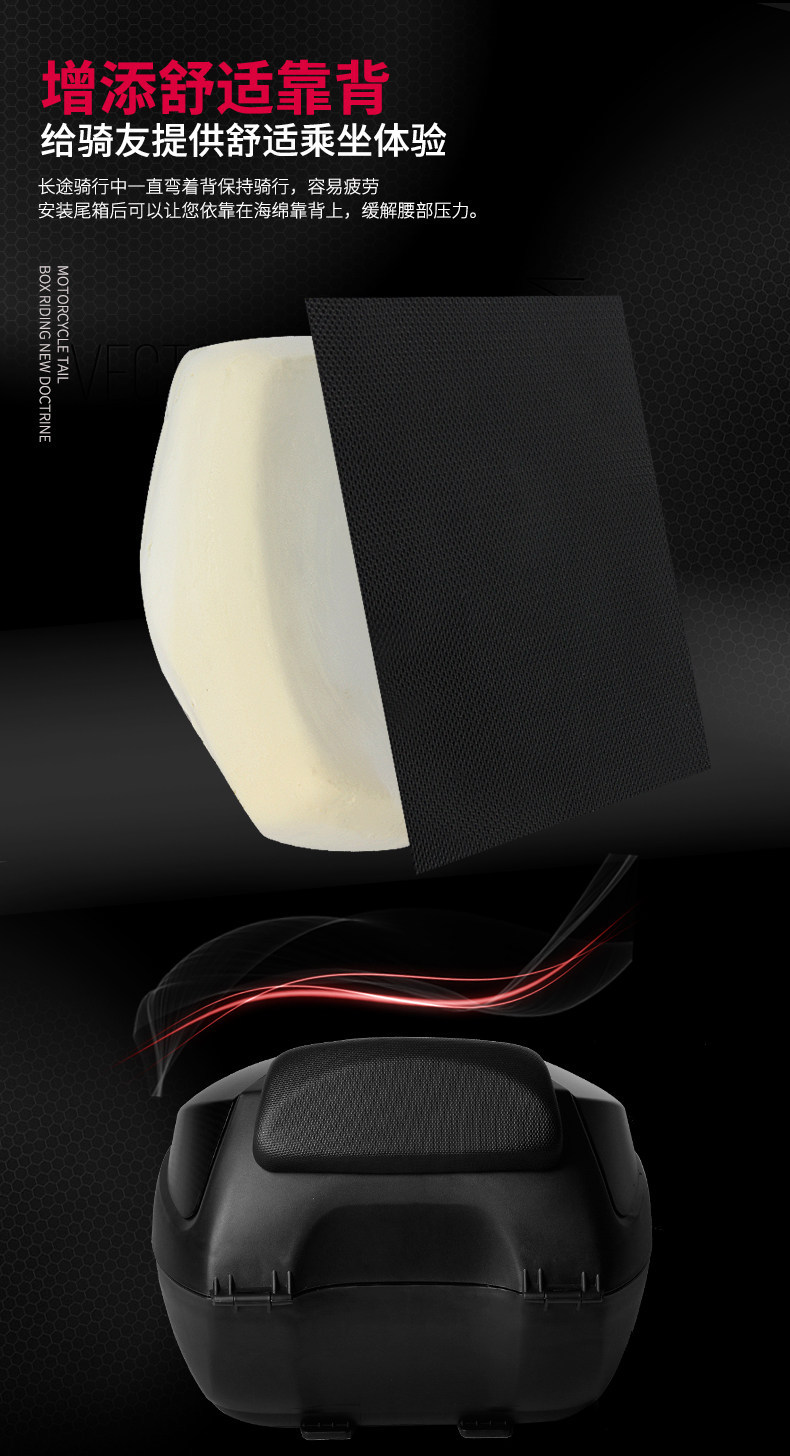 Wanlihao E29 is suitable for Honda nx125 motorcycle tail box, electric vehicle trunk, and universal storage toolbox
