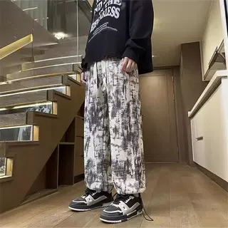 美式潮牌高级感秋冬季扎染休闲裤男古着vintage裤子运动卫裤长裤