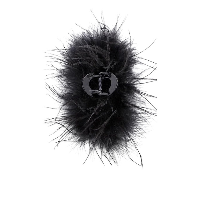 Nueva pinza de pelo de avestruz de las mujeres de gran updo clip de pelo de tiburón temperamento pluma horquilla clip de cabeza trasera tocado