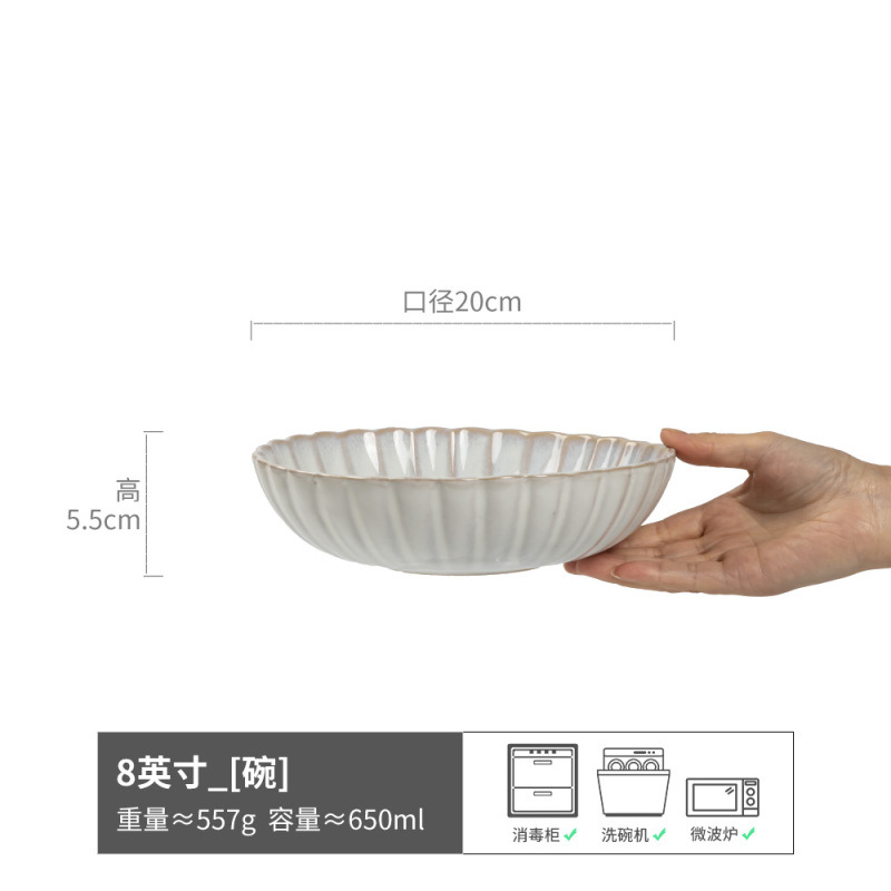 Tazón abierto de cerámica con trazo de estilo retro japonés Tazón de verduras para el hogar Tazón de fideos brillantes Tazón de ensalada Tazón de sopa Vajilla simple Tazón grande