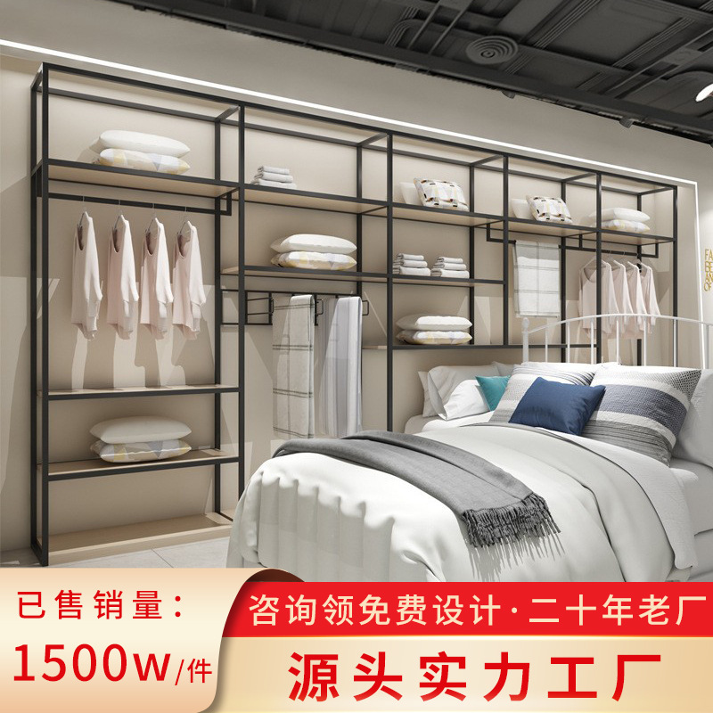 Estante de hierro montado en la pared estante de múltiples capas estante de exhibición de lujo ligero sala de exposiciones producto muestra de tela tienda de textiles para el hogar estante de exhibición