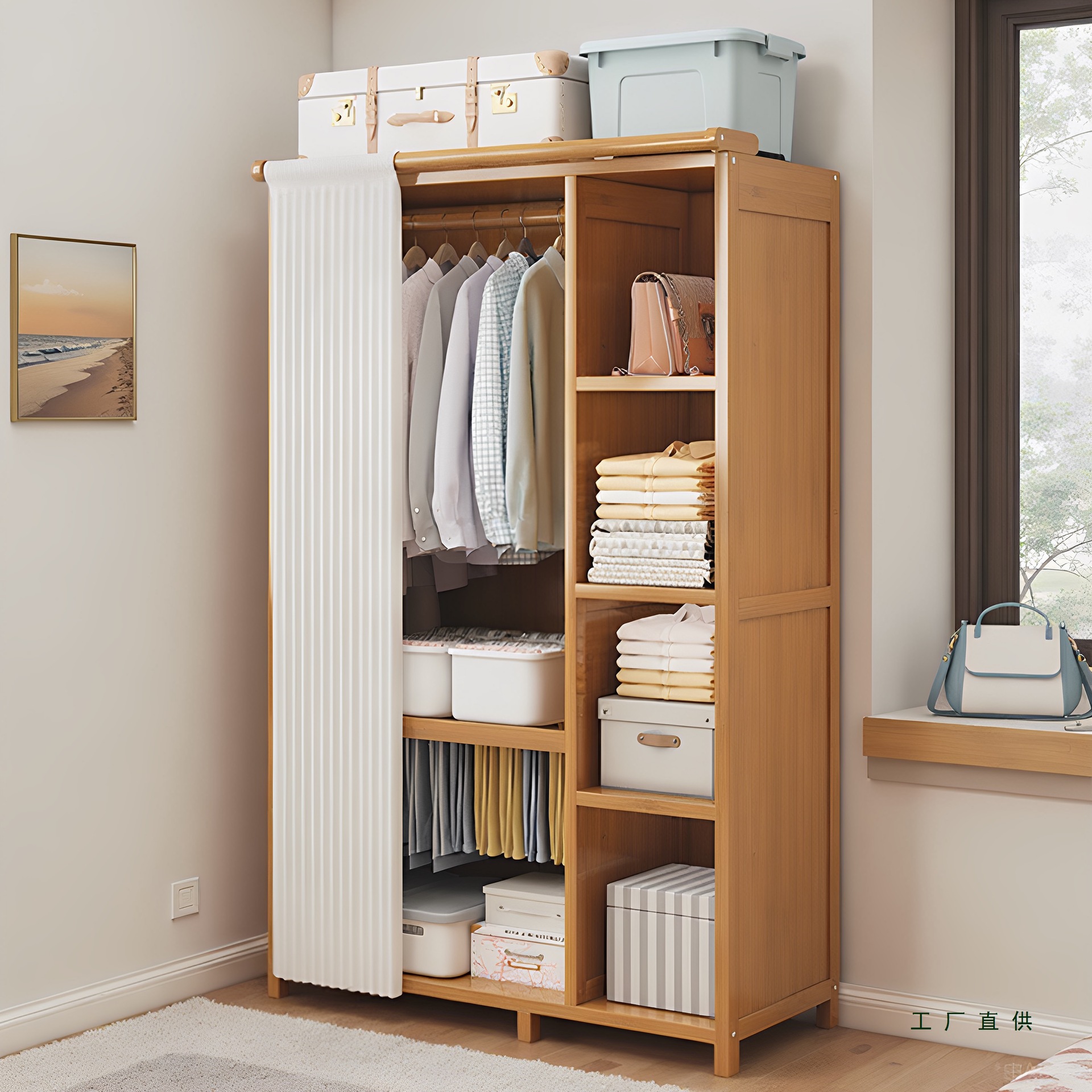 Wardrobe for Home Bedroom Simple Assembly for Rental Housing Strong and Durable Cloth Wardrobe Large Capacity Dustproof Storage Cabinet