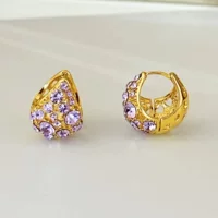 Серьги фиолетовые модные с цирконием, серебряная штифтовая застёжка, премиум, легкая роскошь, 14 карат, серебро 925 пробы