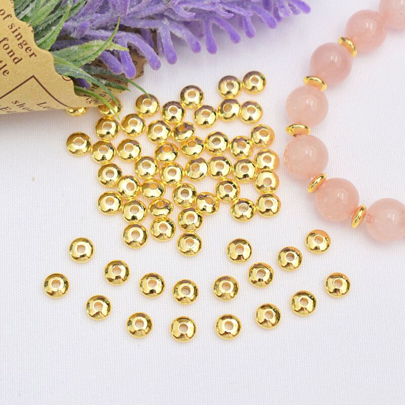 Abacus spacer beads 14k gold-wrapped glossy loose beads flying saucer spacer bracelet accessories diy beaded material wholesale