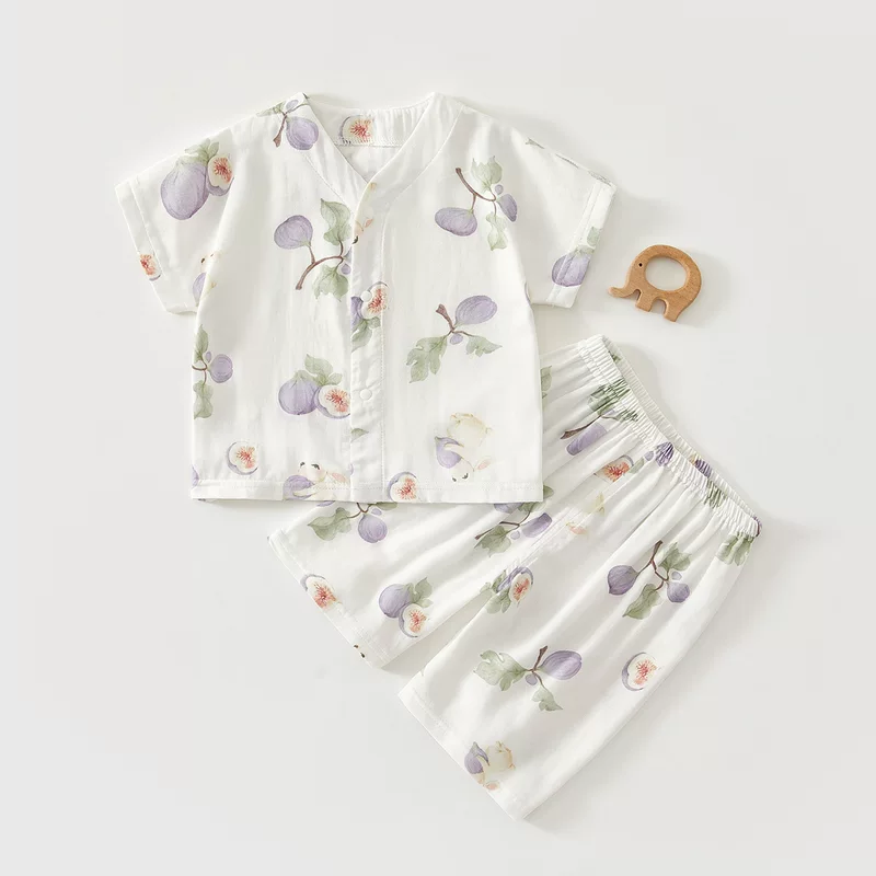 Children's split summer thin set, gauze pijama, with short sleeve