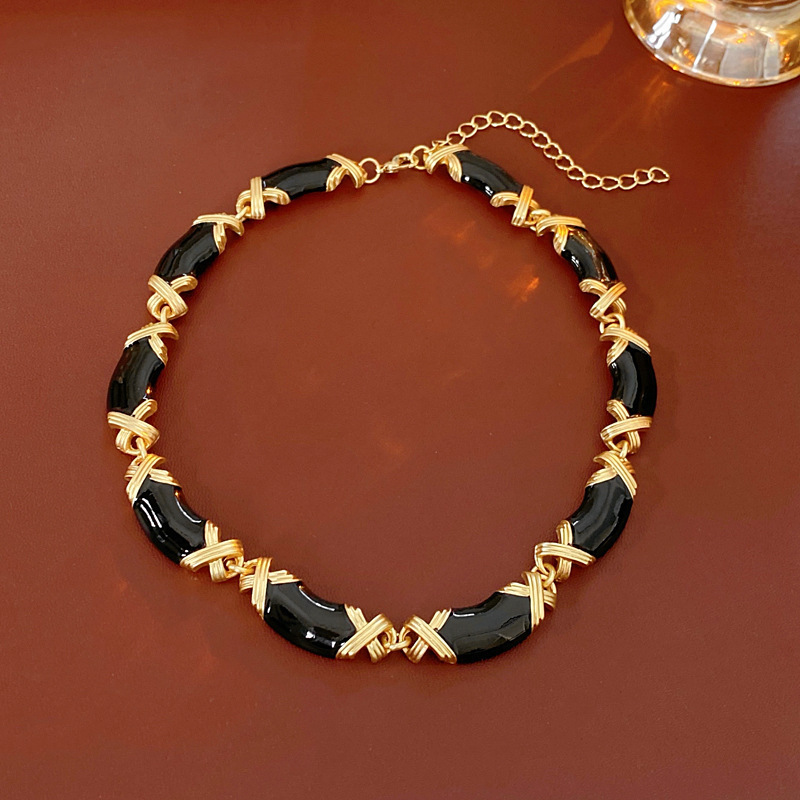 Medieval vintage diamantes geométricos oval pendientes collar ligero lujo nicho cadena clavícula juegos de joyería retro