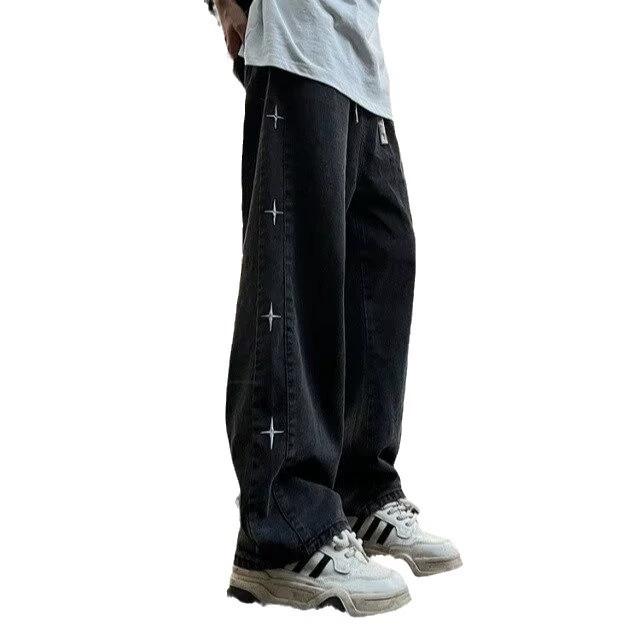 Демисезонные loose straight джинсы, брюки, американский стиль, для подростков, свободный крой, плюс размер