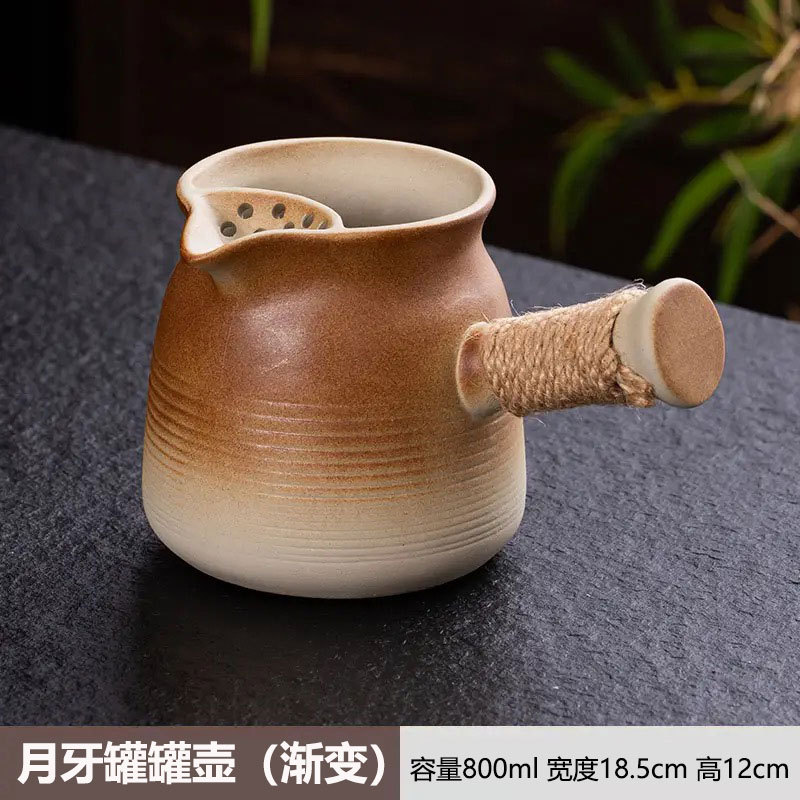 [con cubierta] tetera de leche asada tetera de té alrededor del horno para hervir té se puede quemar en seco a fuego abierto cerámica gruesa mango lateral tetera de té conjunto