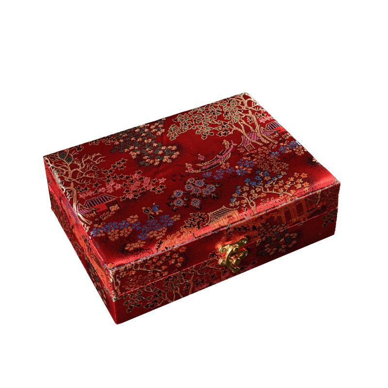 Red Brocade Gift Box Set of 2 for Herbal Honey Pills and Jewelry Packaging key features