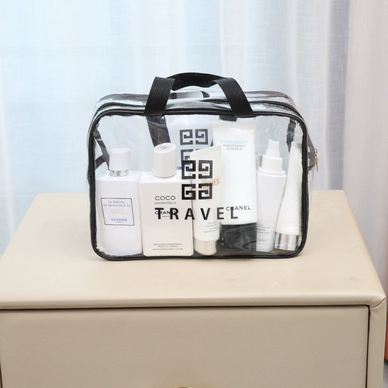 Transparent waterproof storage system, handheld cosmetic bag, set, 3 piece set
