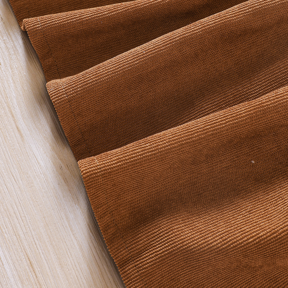 EW Children's Clothing New Product for Girls Autumn and Winter, Corduroy Plush Ruffle Edge Dress Q1446-C_voghion.com