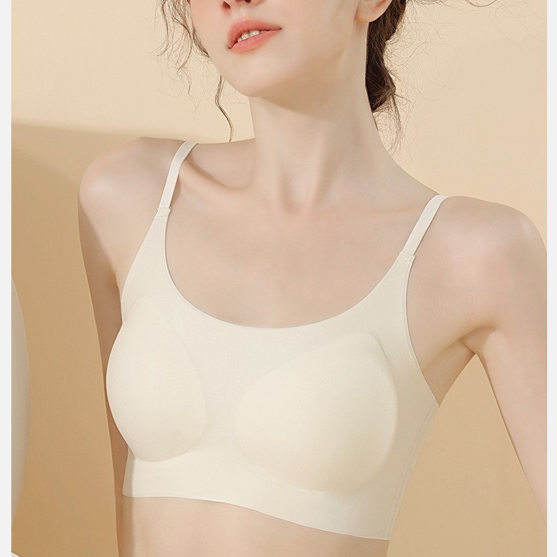 芬T固定杯无痕内衣女胸大显小防下垂薄款美背无钢圈一片式文胸罩