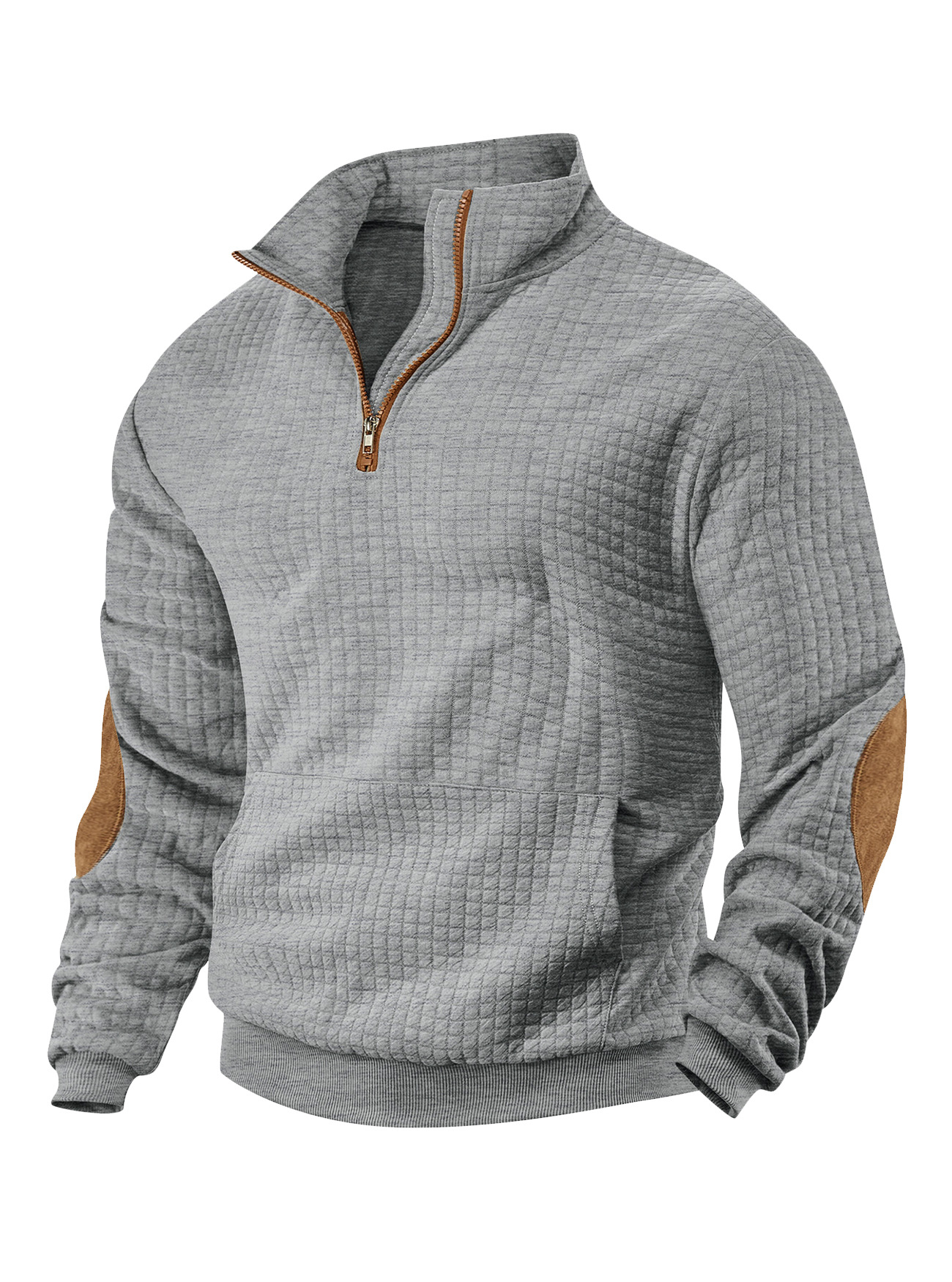 Europa y los Estados Unidos TK cross-border casual chaqueta deportiva Amazon Jacquard cuadrado pequeño cuello medio cremallera chaqueta waffle para hombre
