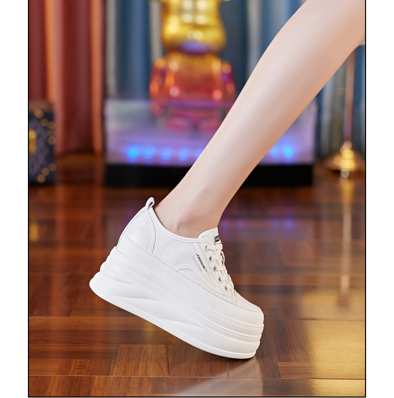 Giày sneaker nữ đế dày độn cao bên trong phong cách bánh xốp — Màu be chi tiết 15