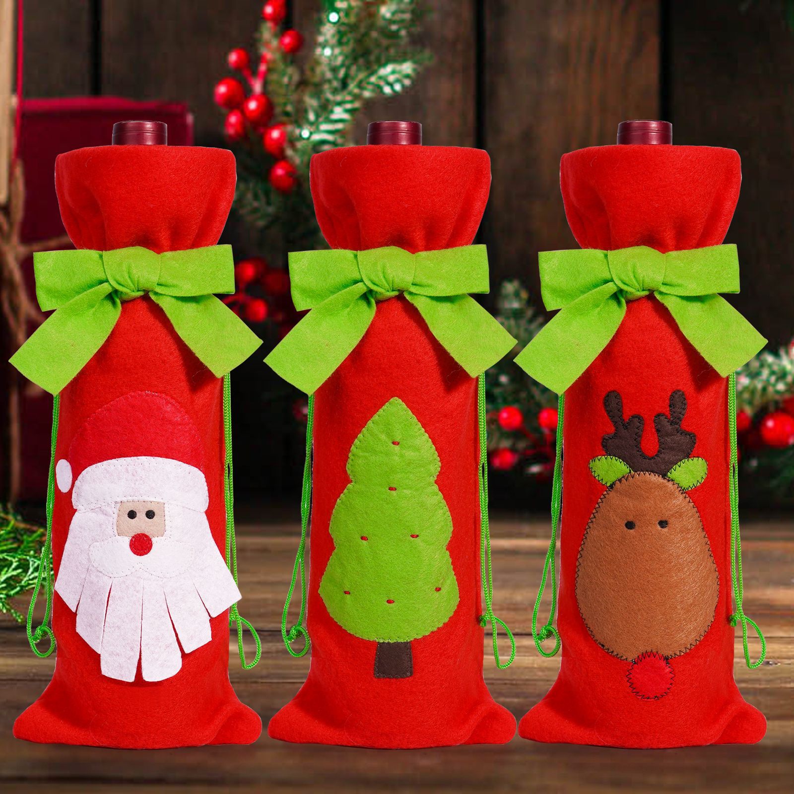 Decoraciones de Navidad transfronterizas cubierta de botellas de vino arco creativo correa de vinos set de mesa decoración de restaurantes accesorios de vino