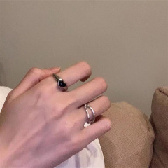 Sweet and Cool Black Heart Ring for Women, Instagram Trendy, Non-Fading, Korean Style, Student Simple and Fashionable, Cold Personality, Index Finger Ring