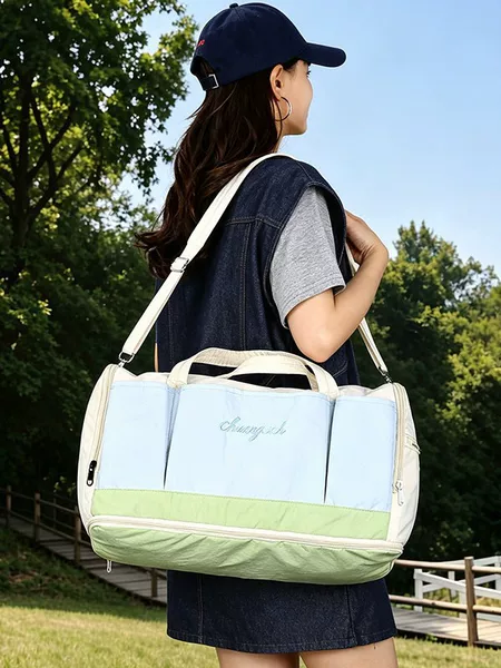 Cross-border short-trip travel bag, large-capacity portable travel luggage bag, expandable sports and fitness bag, foldable