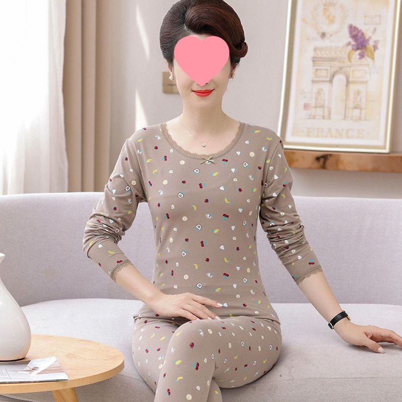 2022新款秋衣秋裤女套装中老年人妈妈修身棉毛衫线衣线裤秋冬