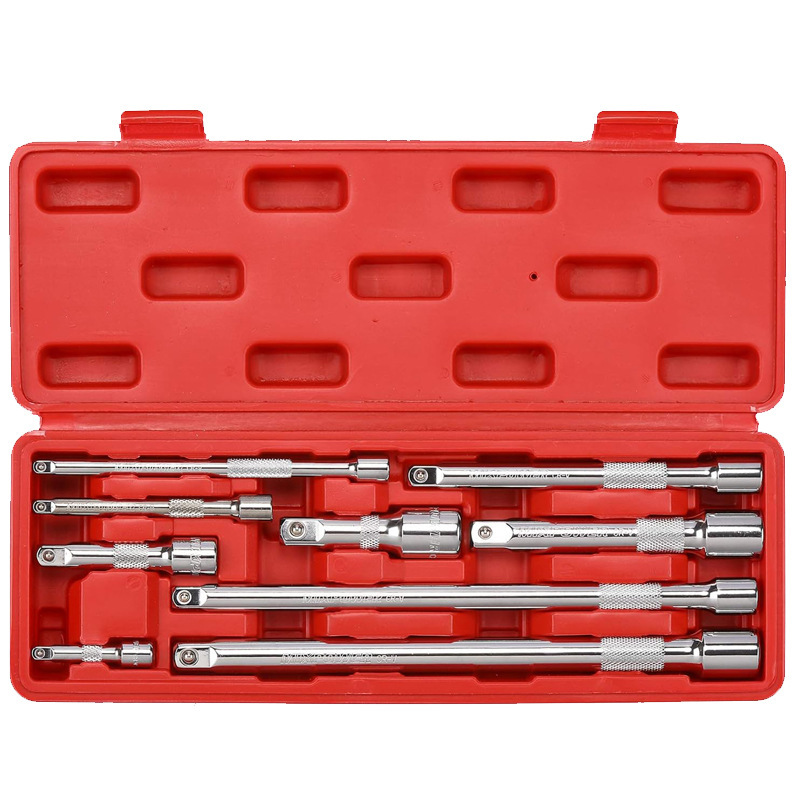 9件套铬钒钢球头型套筒接杆 1/4 3/8 1/2延长杆棘轮扳手附件配件