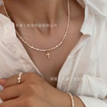 琛墨法式十字架天然巴洛克珍珠项链复古个性叠戴女百搭夏季锁骨链