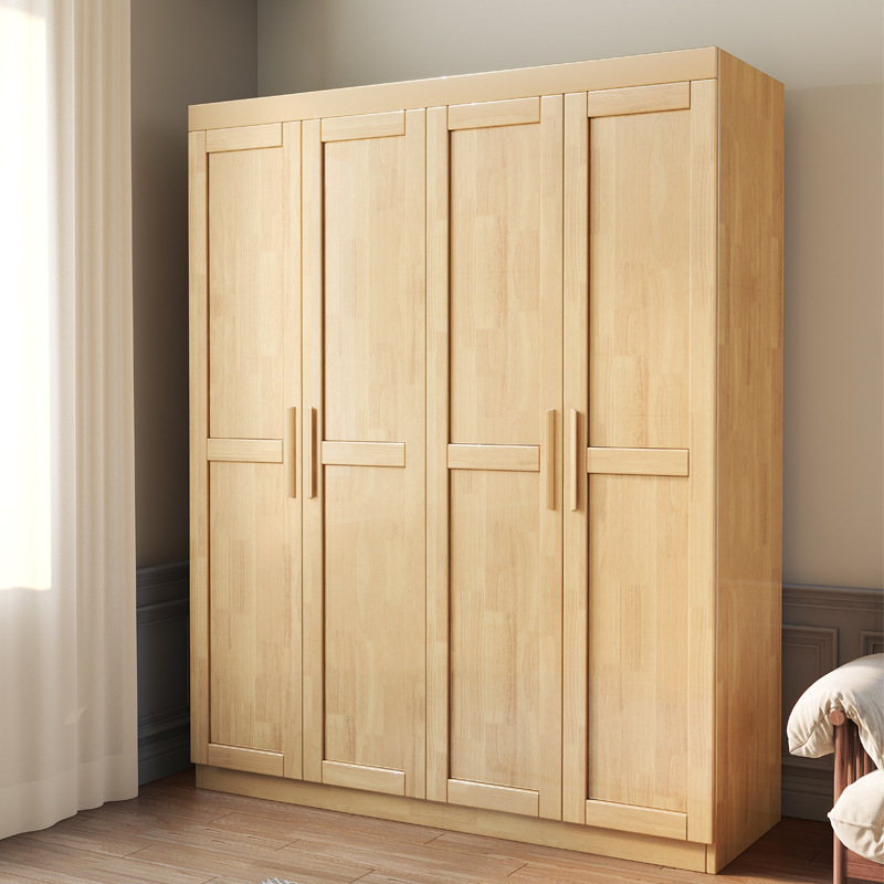 Armario de madera maciza nórdica pequeño apartamento armario de piso de dormitorio moderno minimalista multi-puerta gabinete de madera maciza image 4