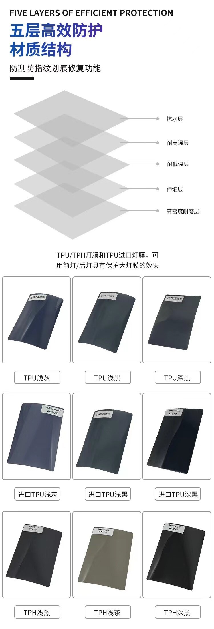 Car Light Film Tpu Blackened Tph Light Black Headlight Film Car Light Color Changing Film Protective Film Soft Film Translucent Tail Light Film