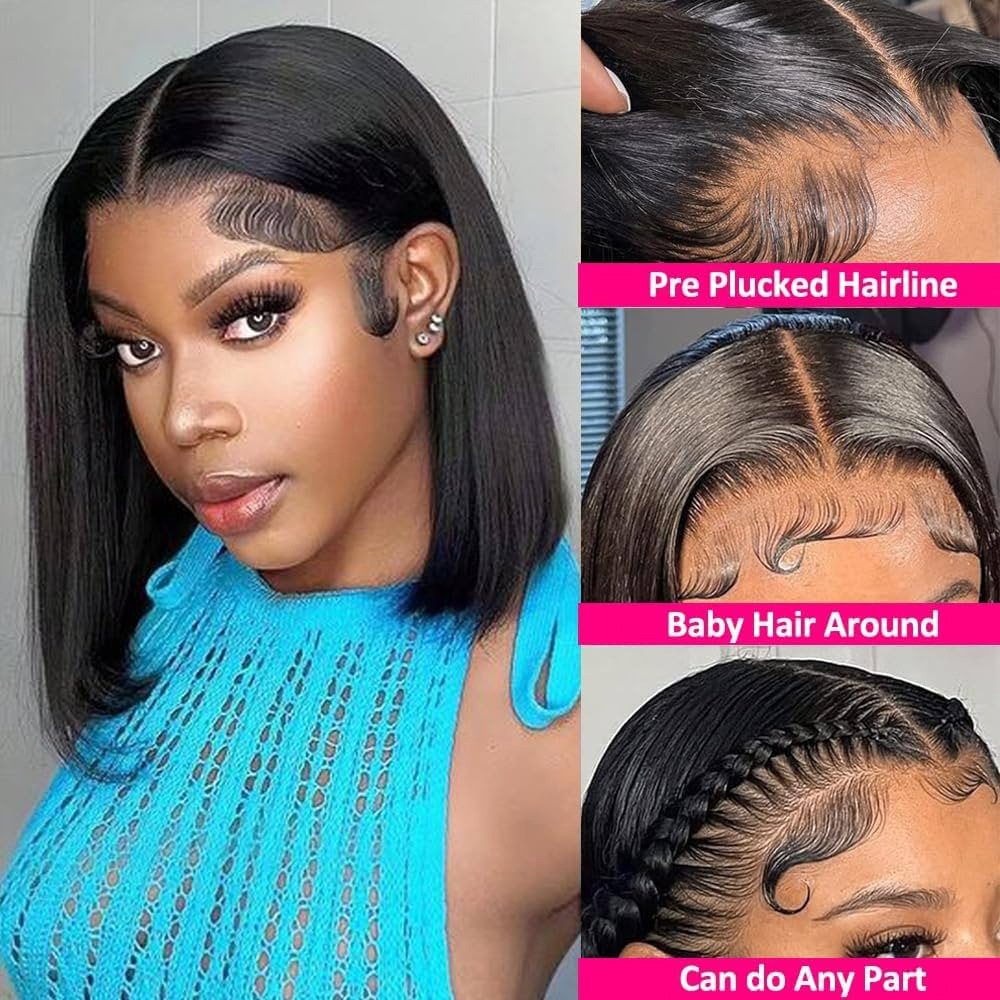 Echthaar Bob Perücke Mit Front Lace Und Glattem Haar_voghion.com