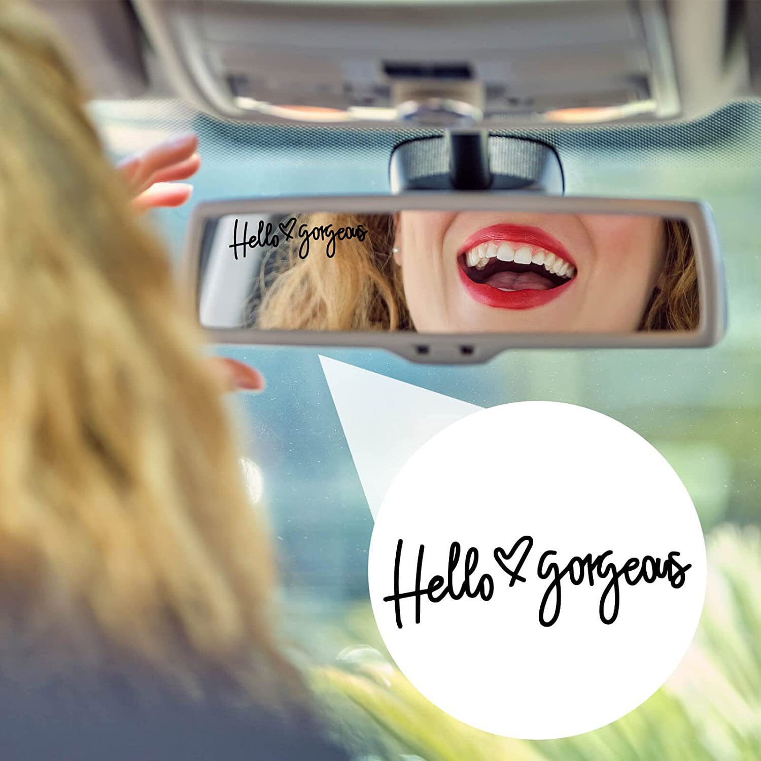 Hello Car Rearview Mirror Sticker Gorgeous Mirror Decal Gift_voghion.com