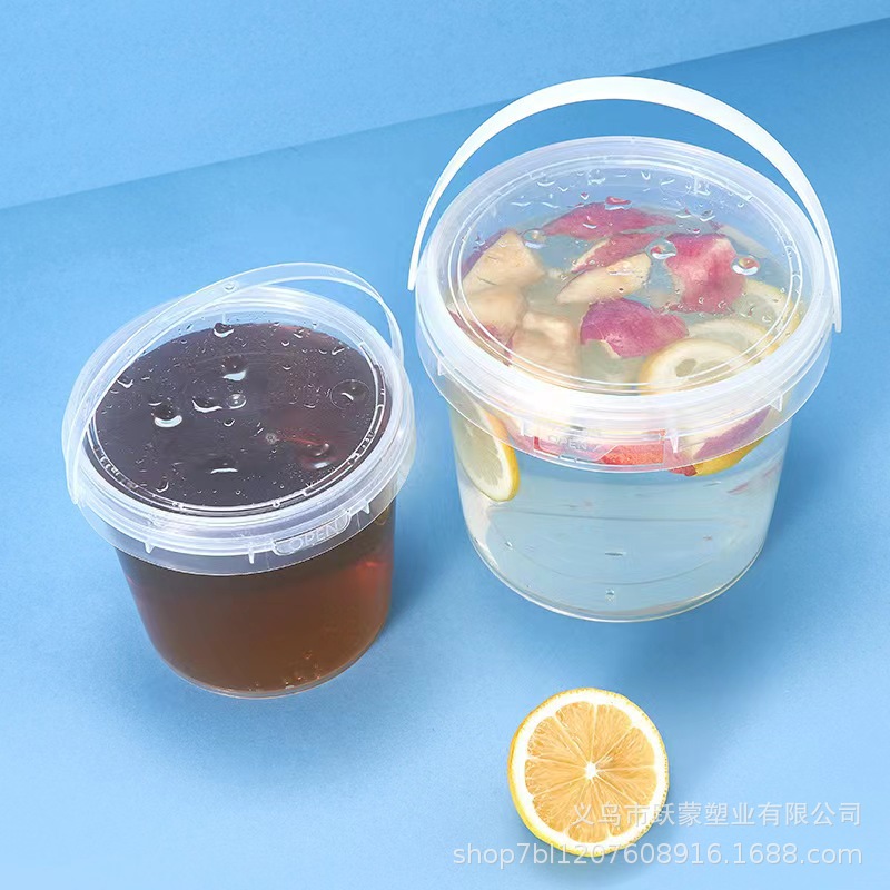 耐高温商用加厚龙虾打包桶家用5L透明塑料收纳桶多规格密封小圆桶