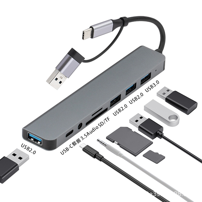 Tipo-C docking USB. Hub tablet para macbook multifunción doble cabeza 8 en 1 docking