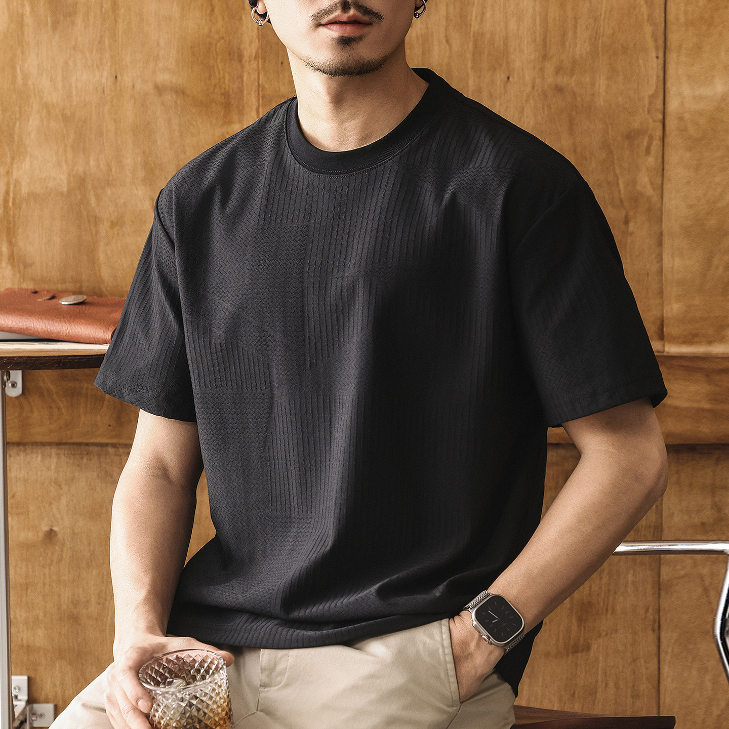 Retro summer solid color short sleeve T-shirt