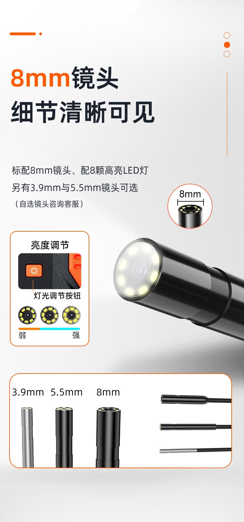 Endoscope Camera, 4.3 Inch Screen, HD, Automotive Inspection Tool