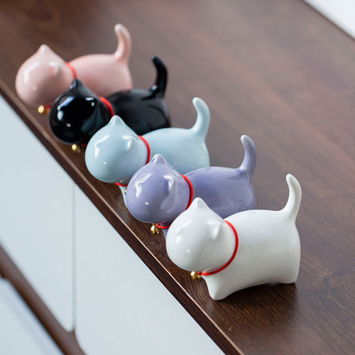 Porcelain teacup pet figurine cute small kitten tea toy small decorative ceramic paperweight pen holder pen stand gift cat tea toy