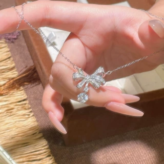 S925纯银蝴蝶结项链流苏吊坠女轻奢精致锁骨链高级感小众设计感