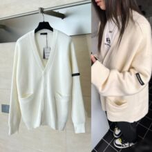 天花板品质巴黎B家24FW秋冬潮牌袖标编织开衫毛衣男女明星同款