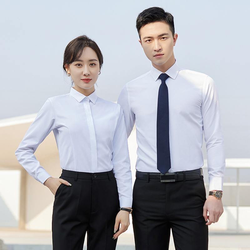 New Men's and Women's Same Style Business Wear Shirt White Short-sleeved Shirt Women's Business Work Clothes Men's Embroidered logo