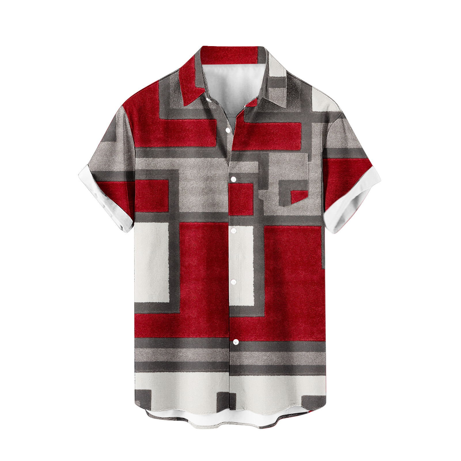 2024 comercio exterior europeo y americano transfronterizo exclusivamente para camisas de manga corta para hombres color de costura impresión digital 3D blusa casual