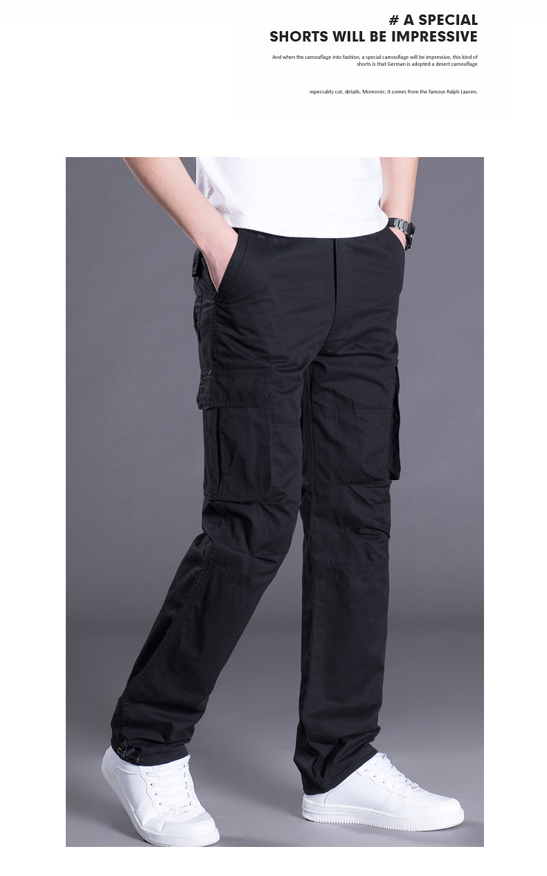 Manufacturer's Spring Multi Pocket Work Pants For Men, Loose Fit Plus Size, Pure Cotton Casual Pants, High-quality Trendy Men's Clothing_voghion.com