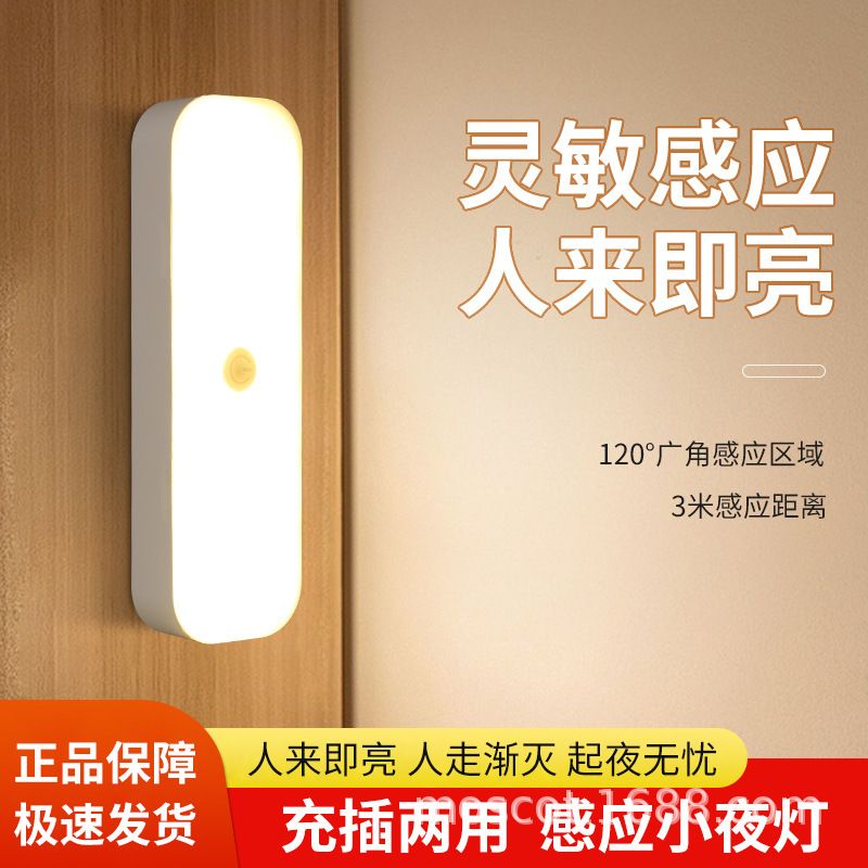 Rechargeable Human Body Sensor Lamp, Automatic Light at Night, Home Corridor Aisle Strip Night Light, Colorful Atmosphere Light