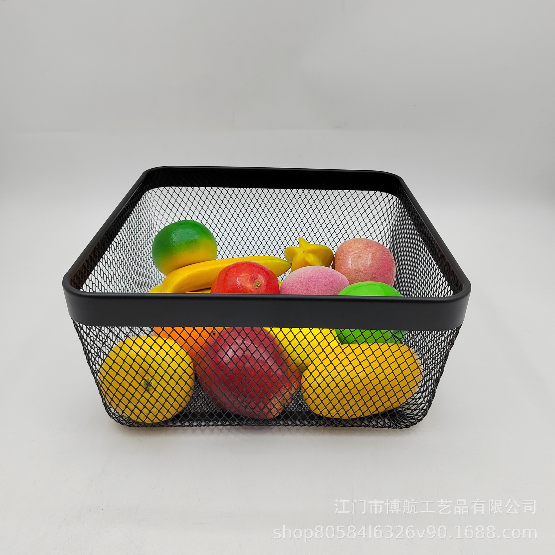 厂家直供 北欧铁艺收纳篮水果篮储物篮手提篮杂物篮正方形网篮