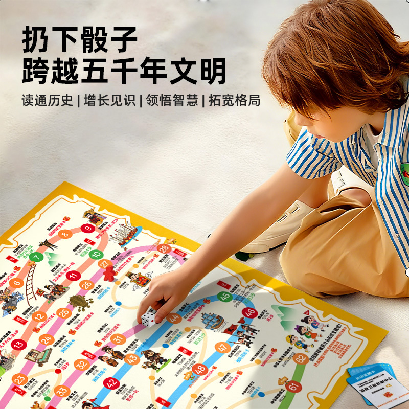 Children's educational board game toy, historical adventure card game, parent-child interactive chess, early education enlightenment