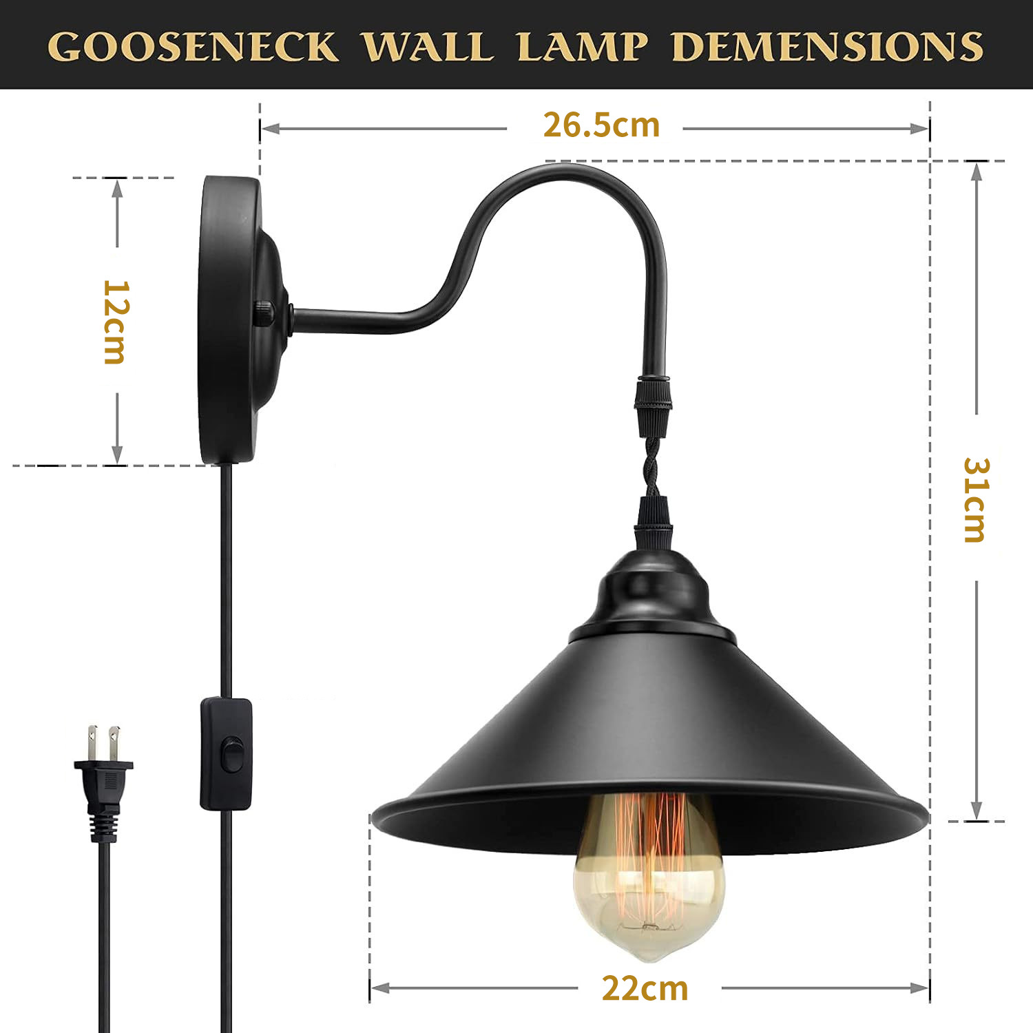 Explosiones transfronterizas para lámparas Zhongshan E27E26 soporte de lámpara industrial retro americano interruptor de aire enchufe lámpara de pared de hierro forjado