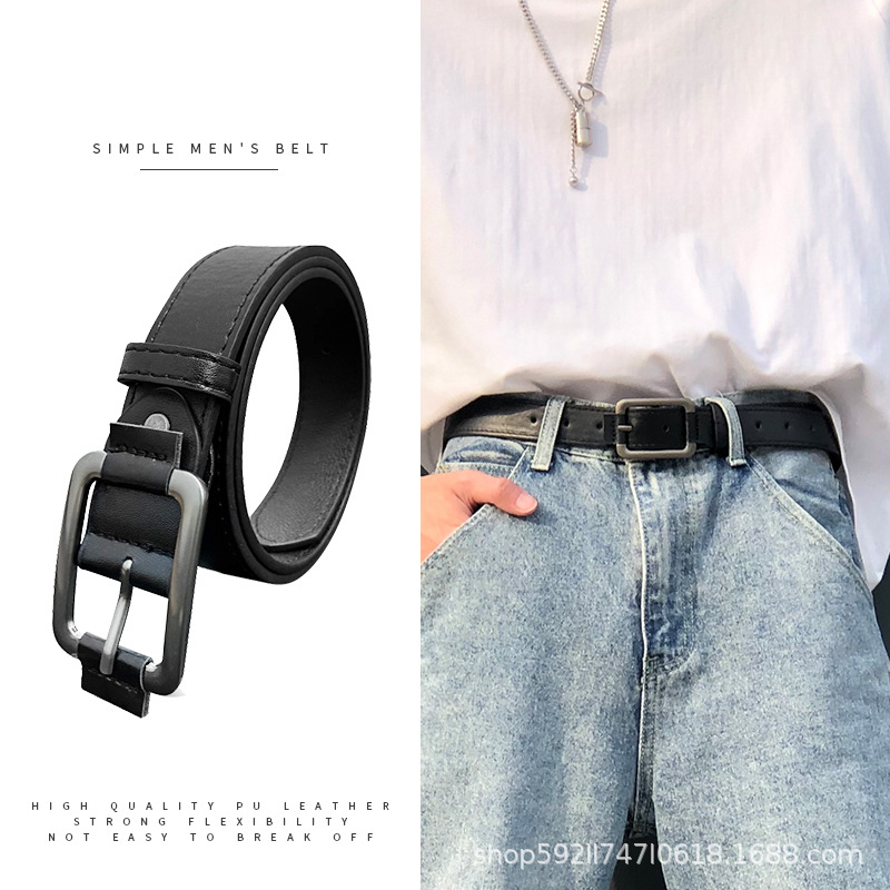 Nuevo cinturón de hombre estilo coreano moda simple pantalones cinturón estilo de calle Internet rojo mismo estilo ins Hong Kong estilo personalizado pantalones de hombre cinturón